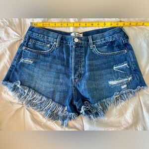 Free People Good Vibrations Distressed Denim Blue Women Shorts